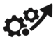Gears and a rising arrow illustrating growth and increasing efficiency.